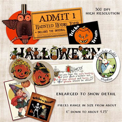 Vintage Halloween Ephemera Printable Junk Journal Clip Art Etsy