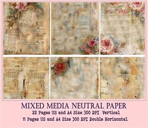 Collaged Mixed Media Printable Paper Digital Paper Pack Printable