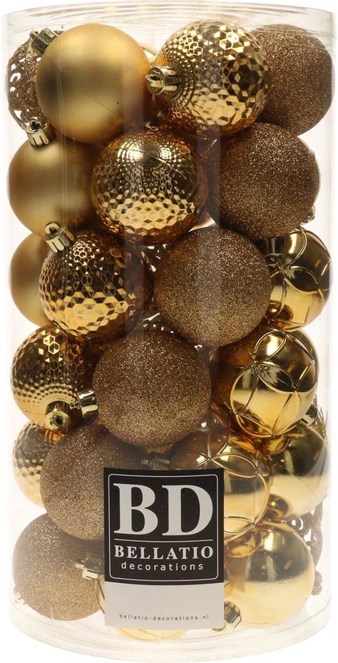 Bellatio Decorations Kerstballen Mix 74 Delig Goud En Wit 6 Cm