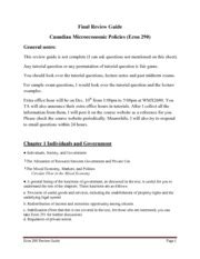 Econ 290 Final Review Guide Final Review Guide Canadian Microeconomic