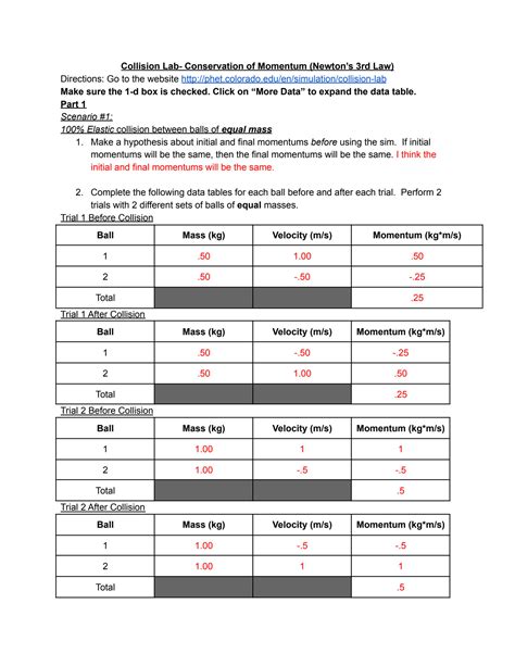 Solution Collision Lab Conservation Of Momentum Newton S Rd Law