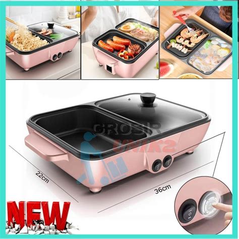 Jual SHENAR Hotpot Mini Elektrik BBQ 2 In 1 Denki Shabu Panci Listrik