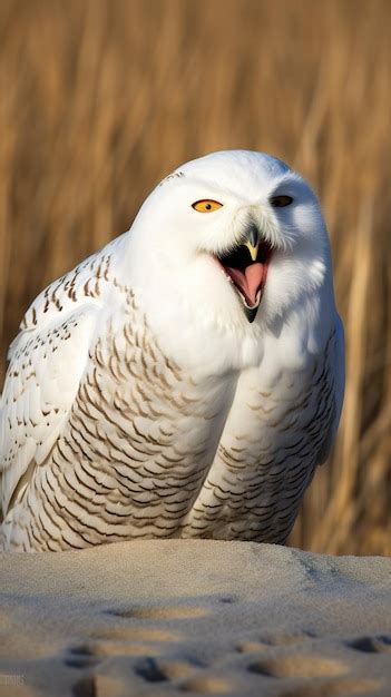 Premium Ai Image Snowy Owl Bubo Scandiacus In Winter Ai Generative