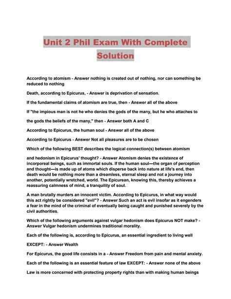 SOLUTION Unit 2 Phil Exam With Complete Solution Studypool