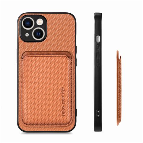 Iphone 15 Woven Textured Leather Case With Magnetic Rfid Blocking Card