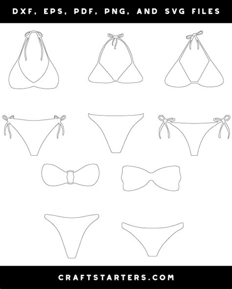Bikini Outline Patterns Dfx Eps Pdf Png And Svg Cut Files