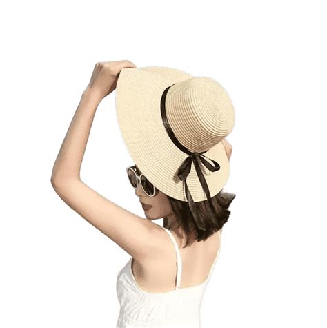 Chapeau de paille pliable à large bord pour femmes