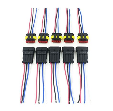 Buy Crazyeve 5 Sets 4 Pin Car Waterproof Electrical Connector Plug With Wire Electrical Wire