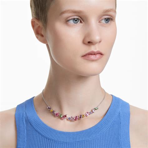 Gema Necklace Mixed Cuts Multicolored Rhodium Plated Swarovski