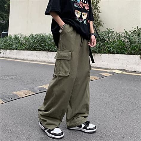 Baggy Cargo Joggers For Men Y2k Gothic Streetwear Wide Leg Cargo Pants With Pockets Mode