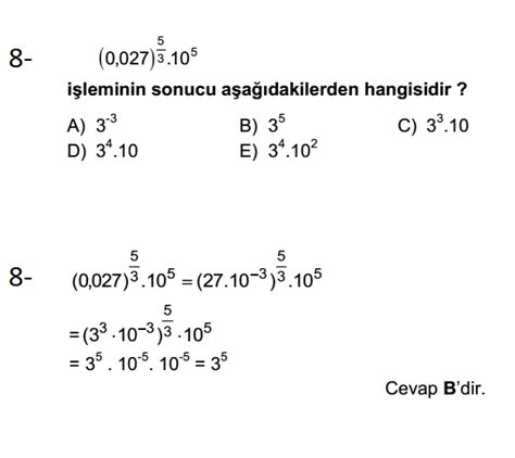 Üslü İfadeler Sınavlarda Çıkmış Çözümlü Sorular 9 →