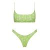 Emmiol Free Shipping Floral Print Smocked Bikini Set Chive L In