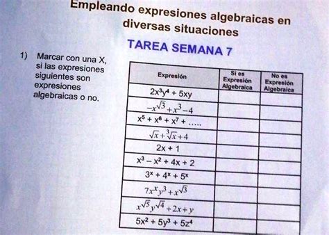 SOLVED Marcar Con Una X Si Las Expresiones Siguientes Son Expresiones