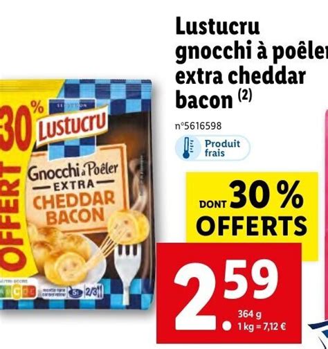 Promo Lustucru gnocchi à poêler extra cheddar bacon ² chez Lidl