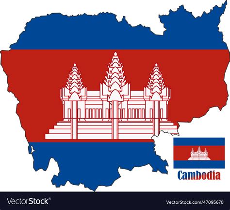 Cambodia map and flag Royalty Free Vector Image