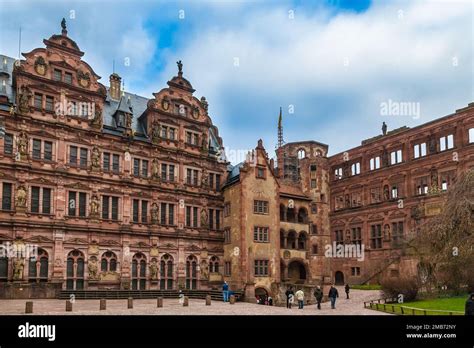 The Courtyard Of The Castle Ruin Heidelberger Schloss Germany Between