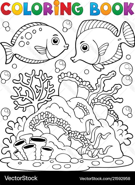 Coloring Book Coral Reef Theme 1 Royalty Free Vector Image