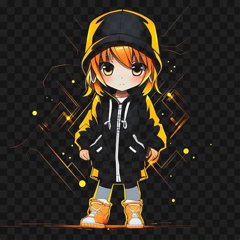 Premium Psd Tshirt Design Of Playful Chibi Girl With Messy Ponytail