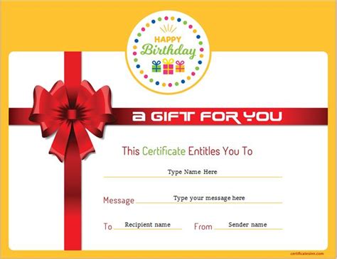 Birthday Gift Certificate Sample Templates for WORD | Professional Certificate Templates