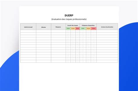 DUERP modèle PDF et Excel Document Save Blog Unique Quick Budget