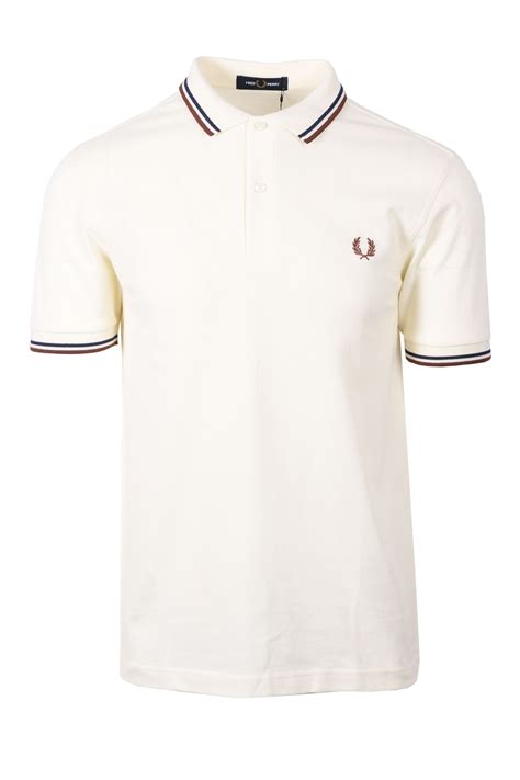 Fred Perry Twin Tipped Polo Shirt Ecrufrench Navywarm Brown Clothing From Michael Stewart