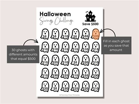 Halloween Savings Challenge Printable 500 Savings Challenge Etsy