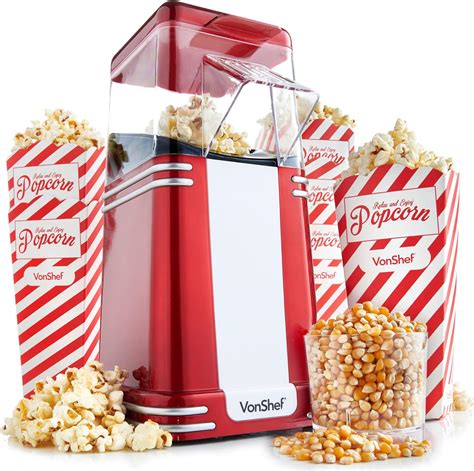 Vonshef Popcorn Machine Retro W Popcorn Maker With Hot Air