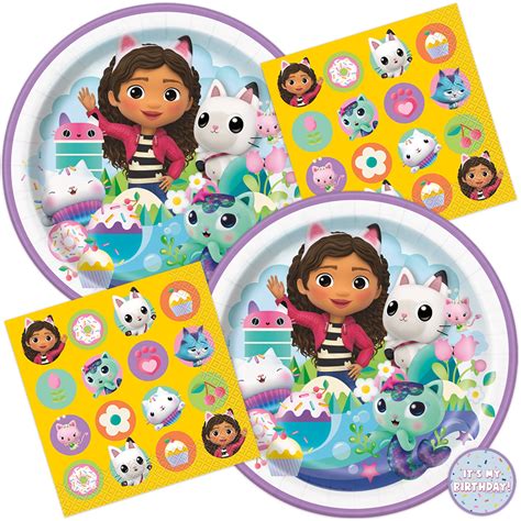 Gabby Dollhouse Birthday Party Supplies Set | Plates, Napkins & Sticker Pack for Kids - Walmart.com