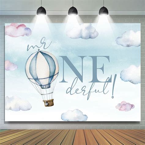 Hot Air Balloon Mr Onederful Happy Birthday Backdrop Birthday Backdrop Diy Birthday Backdrop