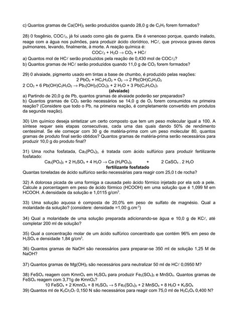 Exercícios Estequiometria PDF