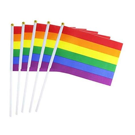 50 Pack Rainbow Pride Bandeira Small Mini Flag Hand Held Flag Stick