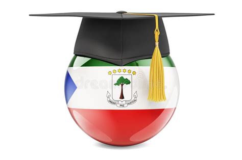 Education in Equatorial Guinea Concept. Equatoguinean Guinea Flag with Graduation Cap, 3D ...