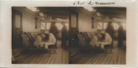 ANCIENNE PLAQUE PHOTO Stereo Positive En Verre A Bord Du Bateau La