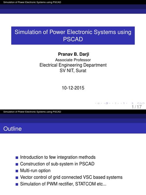 Simulation Of Power Electronic Systems Using Pscad Electrical