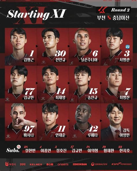 충남아산 Vs 부천 라인업 1630 킥오프 쿠팡플레이 Ib Sports 국내축구 에펨코리아