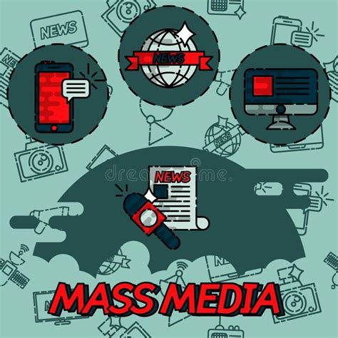 Mass Media Flat Concept Icons Stock Vector Illustration Of Journalism