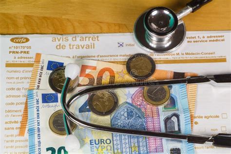 Avis Médical D arrêt De Travail Stéthoscope Noir Et Argent Image stock