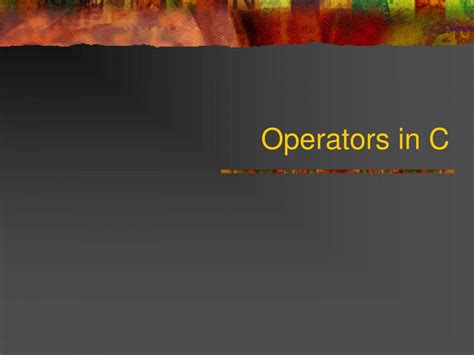 Operators In C Powerpoint Slides Learnpick India