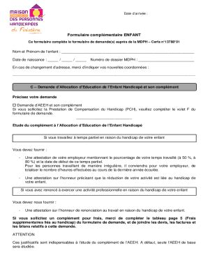 Fillable Online Formulaire Complmentaire Enfant V Fax Email Print