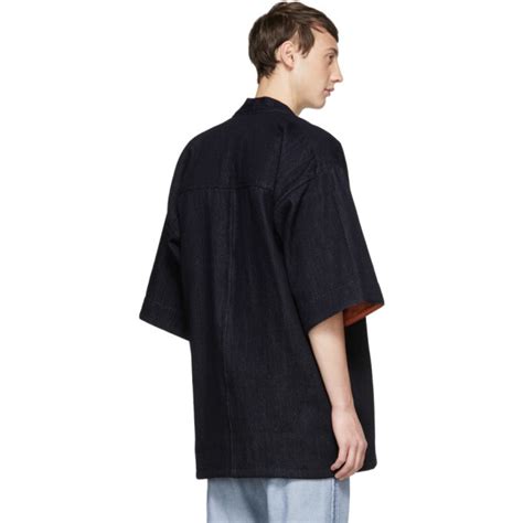 Naked And Famous Denim Blue Loose Weave Haori Shirt Naked And Famous Denim