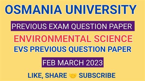 Evs B Ba B Sc Previous Exam Question Paper Environmental