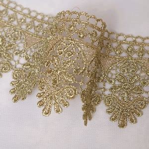 Scalloped Metalic Gold Lace Trim Gold Lace Fabric Golden Venise Lace