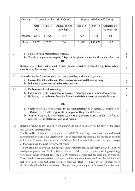 Cbse Class 12th Economics Sample Paper 2023 With Solutions Practice