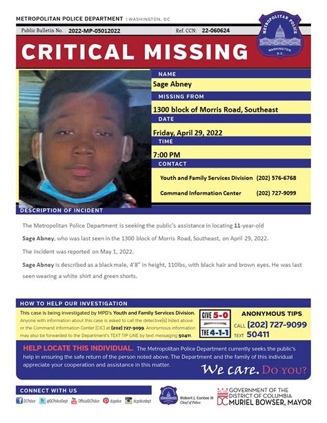 Dc Police Department On Twitter Critical Missingperson 11 Year Old