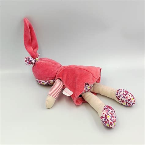 Doudou Poupée lutin rose vert trèfle fleurs Miss Corolle