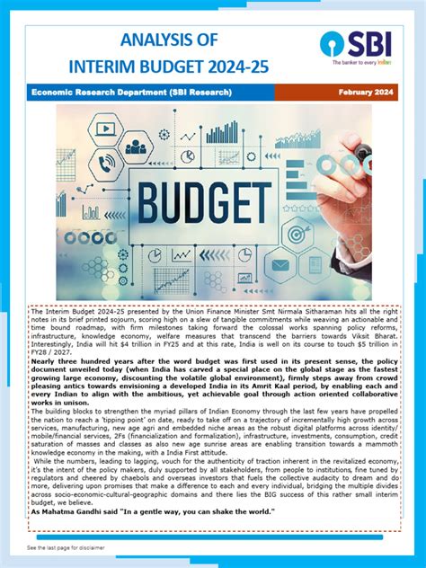 Budget 2024-25 - SBI Analysis | PDF | Government Budget Balance | Taxes