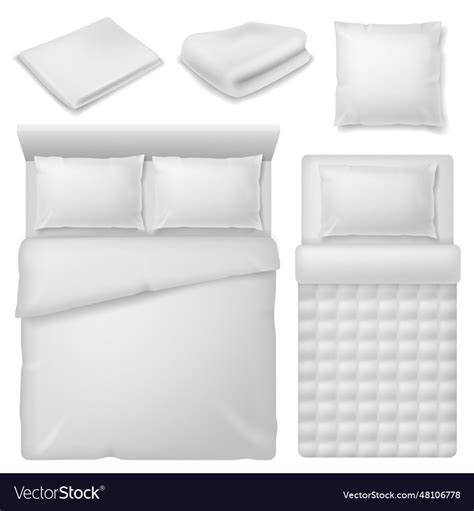 Realistic bedding top view bed with white Vector Image