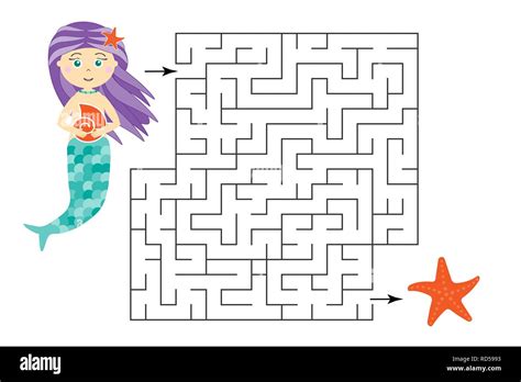 Labyrinth Game Help The Mermaid To Find A Way Out Of The Maze Cute