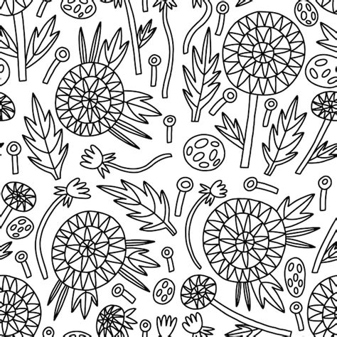 Premium Vector Doodle Flower Dahlias Seamless Pattern