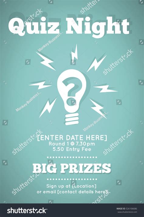 Quiz Night Poster Flat Vector Lightbulb Stock Vector (Royalty Free ...